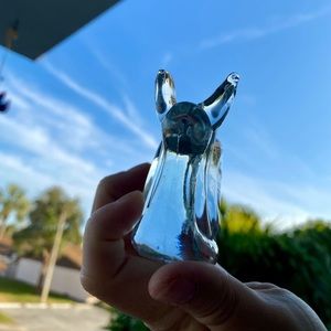 Vintage Crystal Glass Snail, Paperweight Figurine Clear Glass Snail